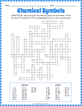 Preview of CHEMICAL SYMBOLS Crossword Puzzle Worksheet Activity