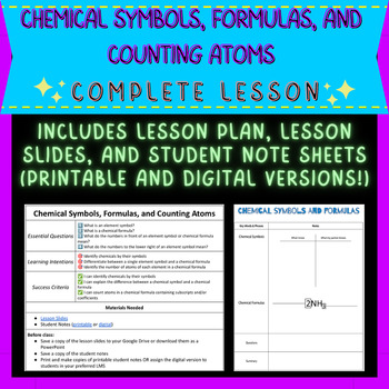 Preview of Chemical Symbols, Formulas, and Counting Atoms Lesson