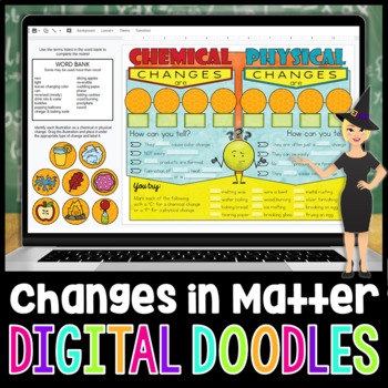 Preview of Chemical and Physical Change Digital Doodle | Science Digital Doodle