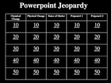 Chemical and Physical Change Jeopardy PowerPoint Review Game