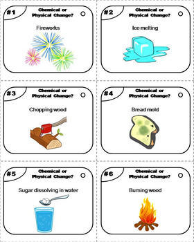 Chemical and Physical Changes Task Cards (Properties of Matter Activity)