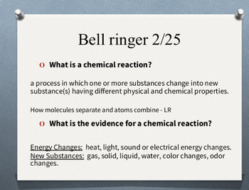 Preview of Chemical reaction notes with endothermic/exothermic