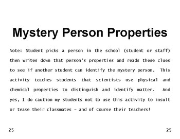 Preview of Chemistry 04 Identify Mystery Person via Physical Chemical Properties