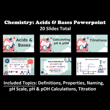 Preview of Chemistry: Acids & Bases PowerPoint (Properties, Naming, pH Scale, Titration)