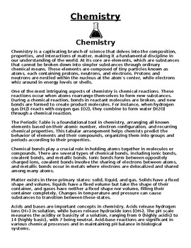 Preview of Chemistry Article & Questions Assignment (WORD)