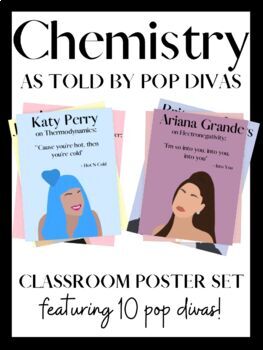 Preview of Chemistry As Told By Pop Divas | Classroom Decor