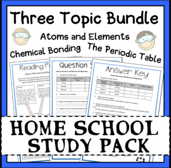 Preview of Chemistry Atoms, Periodic Table and Bonding Topics Worksheet Activity Bundle