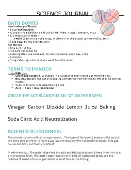Preview of Chemistry Behind Bath Bombs Science Experiment Journal & Step-By-Step Guide