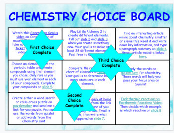 Preview of Chemistry Choice Board