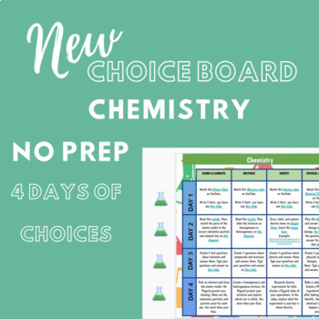 Preview of Chemistry Choice Board (Insert Video Option / editable)