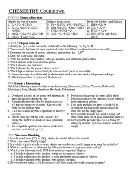 chemistry worksheets year 8