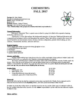 Preview of Chemistry Course Syllabus