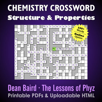 Chemistry Crossword Puzzle 6 Structure and Properties by The Lessons