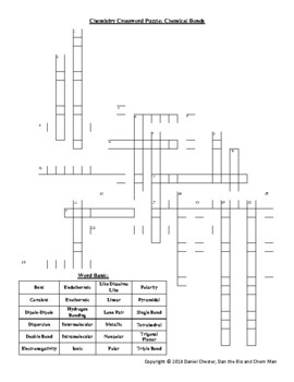 Preview of Chemistry Crossword Puzzle - Chemical Bonds
