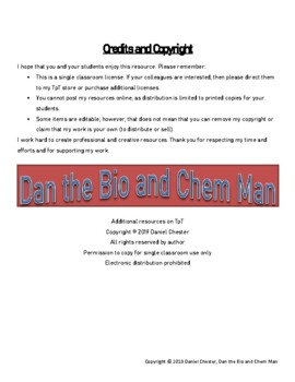 Chemistry Crossword Puzzle Chemical Bonds by Dan the Bio and Chem Man