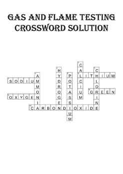 Chemistry Crossword Puzzle: Gas and flame tests (Includes answer key)