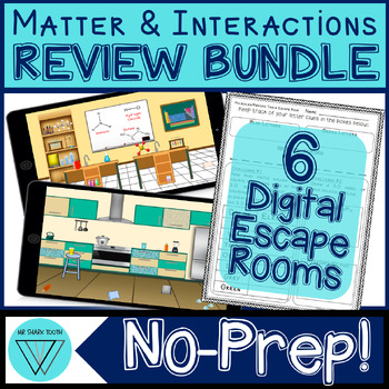 Preview of Chemistry Digital Escape Room BUNDLE: MS-PS1 Test Prep Review Activities & Games
