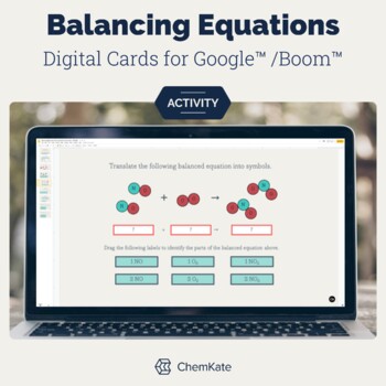 Preview of Balancing Chemical Equations digital task cards and self-grading Boom