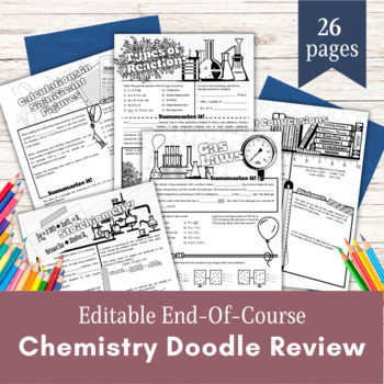 Preview of Chemistry | EOC End of the Year Doodle Notes | Final Exam Review - Editable