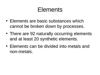 Preview of Chemistry Elements - Introduction, Metals, Non-Metals, Types, Uses