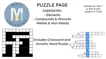 Preview of Chemistry - Elements Puzzle Page (Printout)