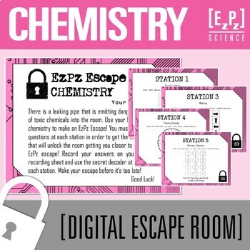 Preview of Chemistry Escape Room Activity | Science Review Game