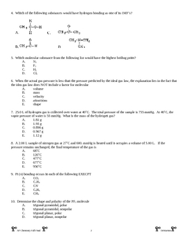 Chemistry Final Exam Worksheets Teaching Resources Tpt