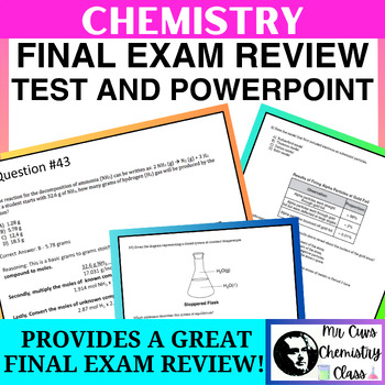 Preview of Chemistry Final Exam Review - Test & PowerPoint w/ explanations [Full Year!]