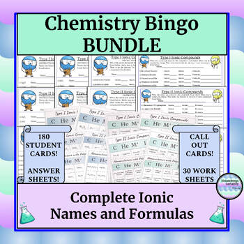Preview of Chemistry Game (Bingo) - Complete Ionic Compounds - Names & Formulas - Worksheet