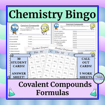 Preview of Chemistry Game (Bingo) - Covalent Compounds - Formulas- with Worksheets & Key
