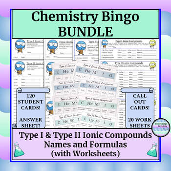 Preview of Chemistry Game (Bingo)-Type I & II Ionic Compounds-Names & Formulas-Worksheets