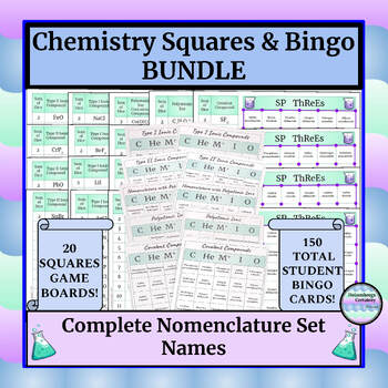 Preview of Chemistry Game (Squares & Bingo) -Complete Nomenclature Set - Names - Answer Key