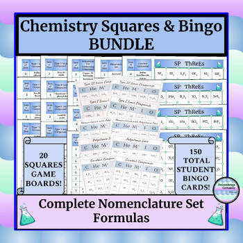 Preview of Chemistry Game (Squares & Bingo) - Complete Set - Writing Formulas - Answer Key