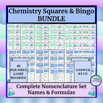 Preview of Chemistry Game (Squares) - Complete Set - Naming & Writing Formulas - Answer Key