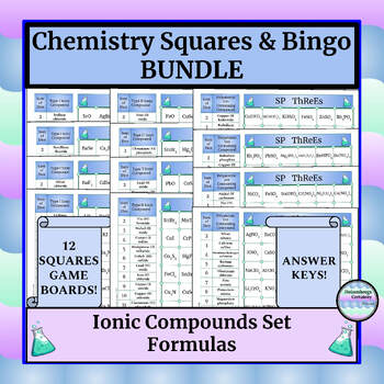 Preview of Chemistry Game (Squares) - Ionic Compounds - Formulas - Answer Key