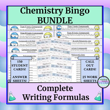 Preview of Chemistry Games (Bingo) - Complete - Writing Formulas - with Worksheets & Key