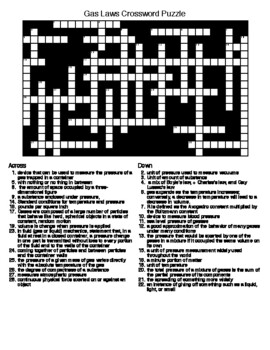 Chemistry Gas Laws Crossword and Word Search by Lonnie Jones Taylor