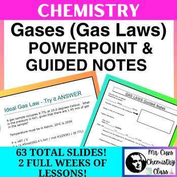 Preview of Chemistry Gases (Gas Laws) Unit PowerPoint Guided Notes, Examples, and Practice