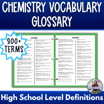 Preview of Chemistry Glossary of Vocabulary Terms