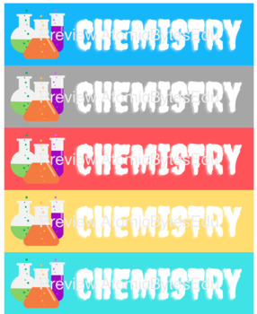 Preview of Chemistry Google Form Banners with White Text on Colored Backgrounds