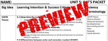 Preview of Chemistry Notes Packet (Intermolecular Forces Unit)