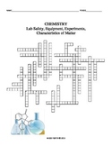 Chemistry Intro to Lab and Matter Crossword Puzzle & Wordsearch