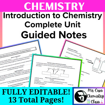 Preview of Chemistry Introduction to Chemistry Guided Notes (Dimensional Analysis + more!)