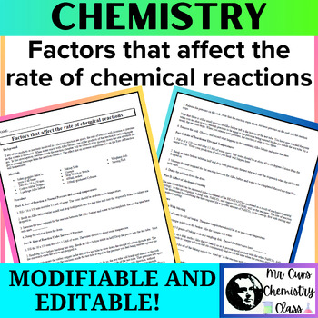 Preview of Chemistry Lab Activity: Factors that affect the rate of chemical reactions