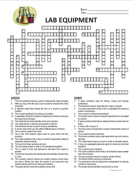 Lab Equipment Crossword {Editable} by Tangstar Science TpT