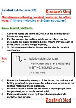 Preview of Chemistry Lesson on Covalent Substances | Science for Secondary School