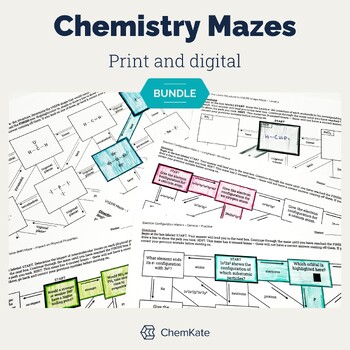 Preview of Chemistry Mazes Activity Bundle | print and digital mix