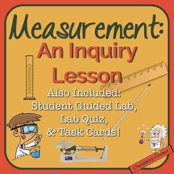 Preview of Chemistry: Measurement Lesson with Task Cards and Lab