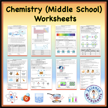 Preview of Chemistry (Middle School) - Worksheets Bundle | Printable & Distance Learning