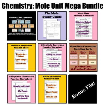 Preview of Chemistry: Mole Unit Bundle (Molar Mass, Percent Com, Formulas, Mole Conversion)